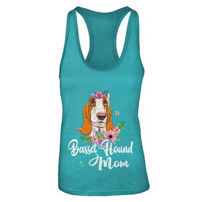 Basset Hound Mom Funny Dog Mom Gift Idea-T-Shirt & Tank Top-Women's Ideal Racerback Tank-Tahiti Blue