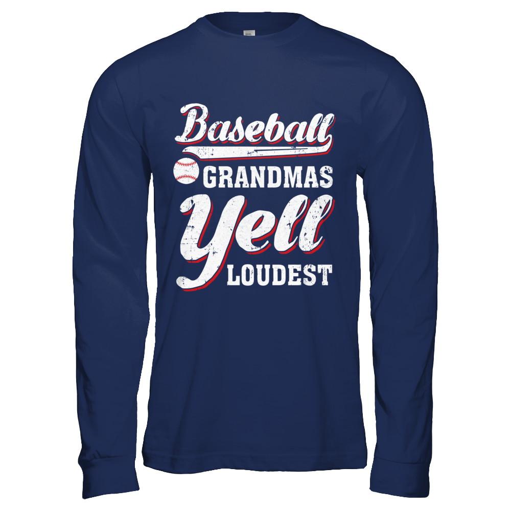 Baseball Grandmas Yell Loudest-T-Shirt & Hoodie-Long Sleeve T-Shirt-Navy