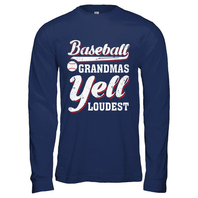Baseball Grandmas Yell Loudest-T-Shirt & Hoodie-Long Sleeve T-Shirt-Navy