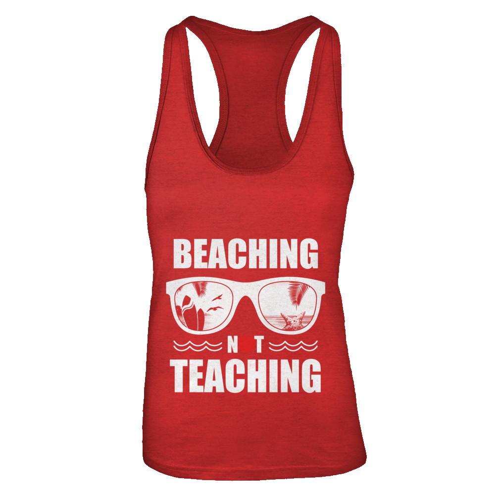 Beaching Not Teaching Funny Teacher Summer-T-Shirt & Tank Top-Women's Ideal Racerback Tank-Red