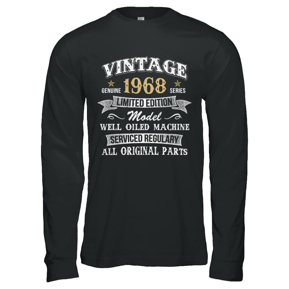 Vintage 53th Birthday Funny 1968 All Original Parts-T-Shirt & Hoodie-Long Sleeve T-Shirt-Black