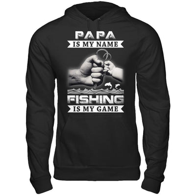 Papa Is My Name Fishing Is My Game-T-Shirt & Hoodie-Pullover Hoodie-Black