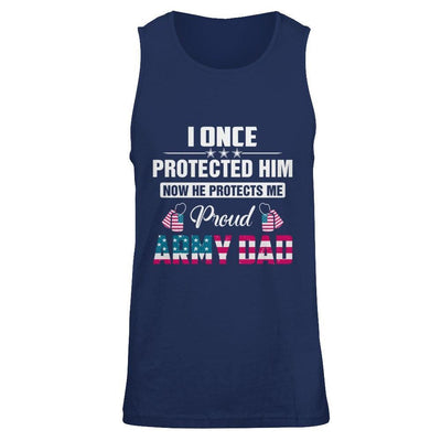 I Once Protected Him He Protects Me Proud Army Dad-T-Shirt & Hoodie-Unisex Tank-Navy