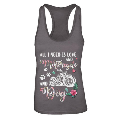 All I Need Is Love And A Motorcycle And A Dog-T-Shirt & Tank Top-Women's Ideal Racerback Tank-Dark Grey