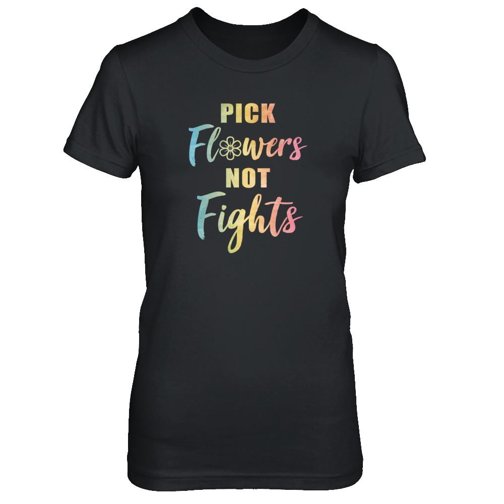 Pick Flowers Not Fights-T-Shirt & Tank Top-Women's T-Shirt-Black