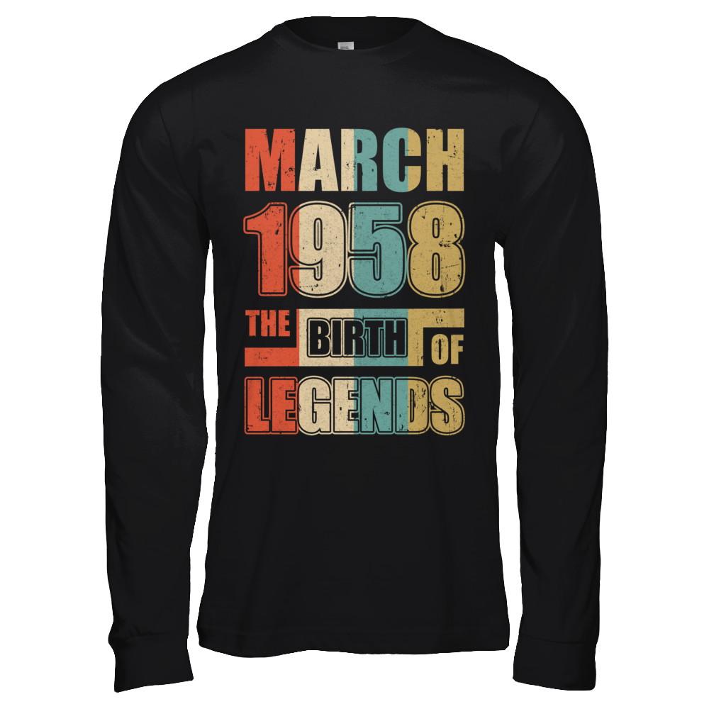Vintage Retro March 1958 Birth Of Legends 63th Birthday-T-Shirt & Hoodie-Long Sleeve T-Shirt-Black