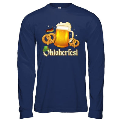Oktoberfest Beer Pretzel Lederhosen Germany-T-Shirt & Hoodie-Long Sleeve T-Shirt-Navy