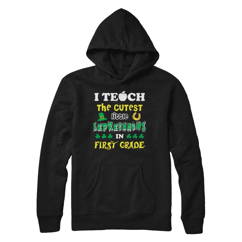 First Grade Leprechaun St Patricks Day Teacher-T-Shirt & Hoodie-Pullover Hoodie-Black
