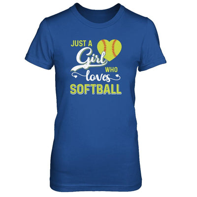 Just A Girl Who Loves Softball-T-Shirt & Tank Top-Women's T-Shirt-Royal
