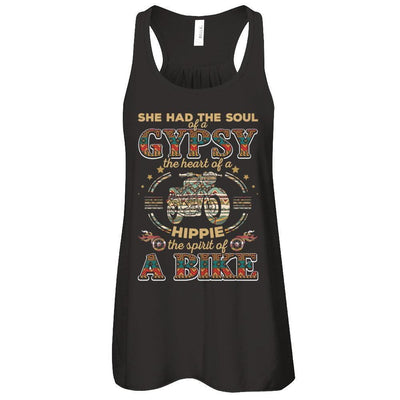 She Had The Soul Of A Gypsy The Heart Of A Hippie Biker-T-Shirt & Tank Top-Women's Flowy Racerback Tank-Black