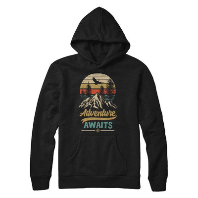 Vintage Adventure Awaits Camping Camper Outdoor Travel-T-Shirt & Hoodie-Pullover Hoodie-Black