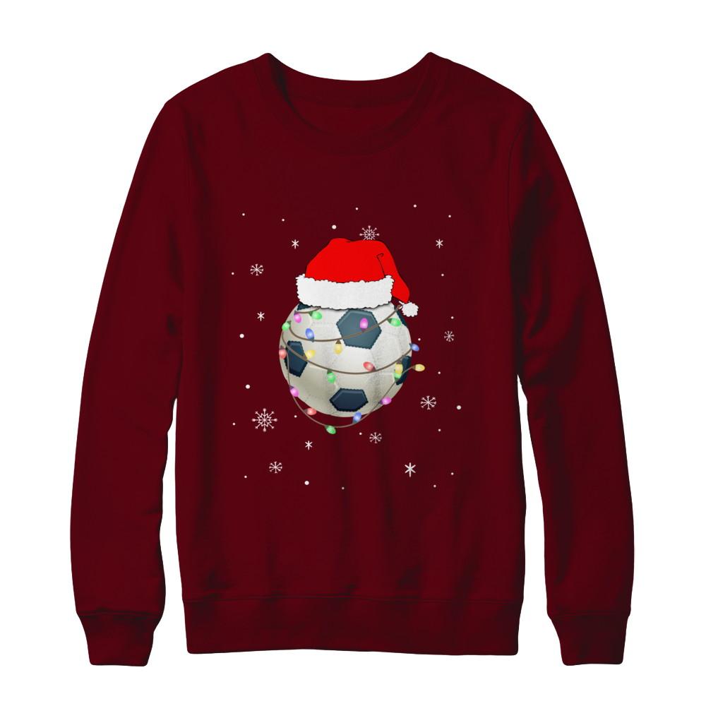 Santa Hat Soccer Christmas Gifts-T-Shirt & Sweatshirt-Crewneck Sweatshirt-Maroon