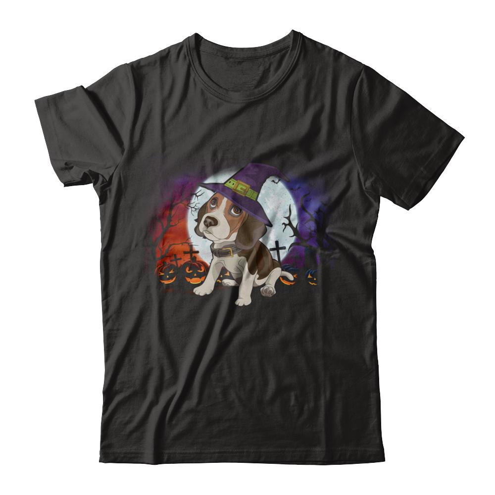 Cute Halloween Beagle Puppy Pumpkins-T-Shirt & Sweatshirt-Premium T-Shirt-Black