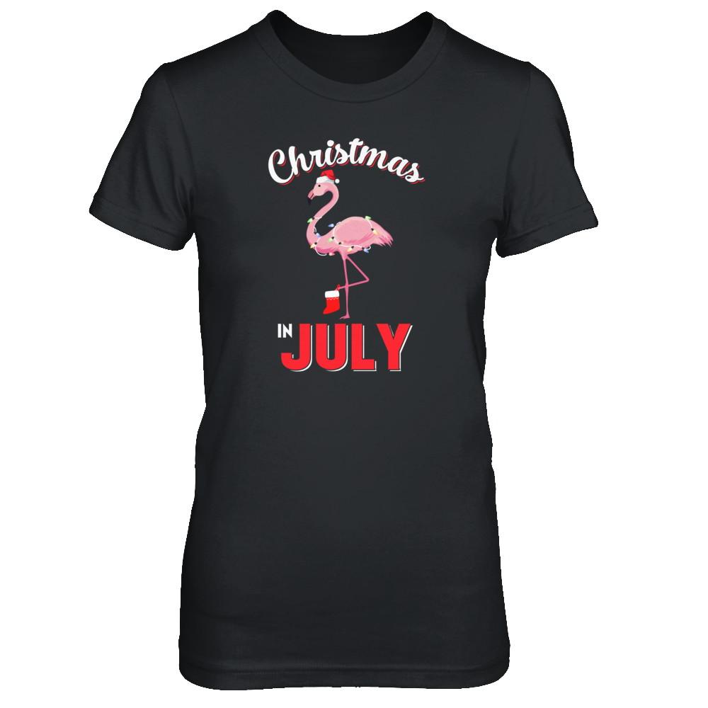 Funny Party X-Mas Flamingo Christmas In July-T-Shirt & Tank Top-Women's T-Shirt-Black