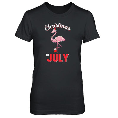 Funny Party X-Mas Flamingo Christmas In July-T-Shirt & Tank Top-Women's T-Shirt-Black