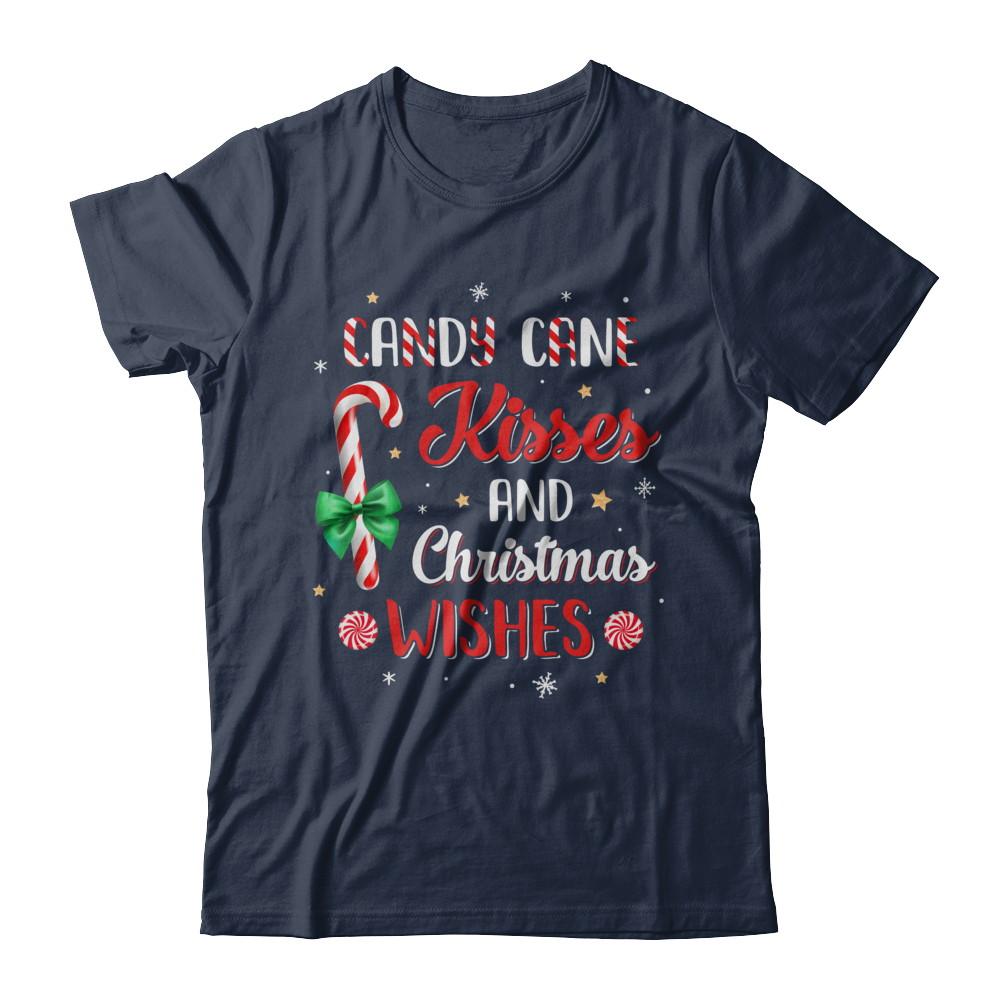 Candy Cane Kisses And Christmas Wishes Gifts-T-Shirt & Sweatshirt-Classic T-Shirt-Navy