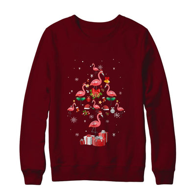 Santa Flamingo Christmas Tree Gift-T-Shirt & Sweatshirt-Crewneck Sweatshirt-Maroon
