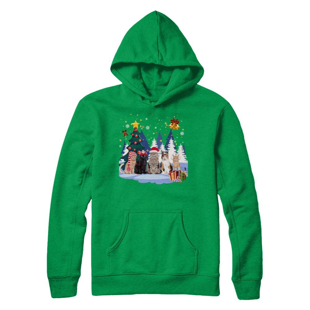 Cute Cats Claus Christmas-T-Shirt & Sweatshirt-Pullover Hoodie-Irish Green