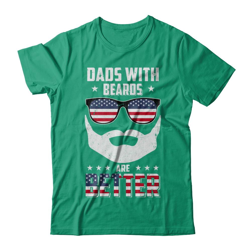 Dads With Beards Are Better American Flag Fathers Day-T-Shirt & Hoodie-Classic T-Shirt-Kelly Green