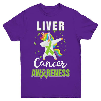 Inspirational Liver Cancer Awareness Unicorn Support Youth-Youth Shirt-Youth T-Shirt-Purple