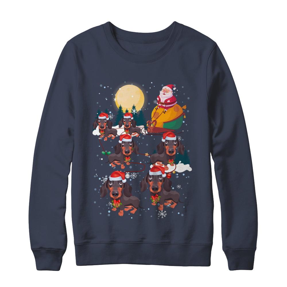 Dog Reindeer Dachshund Christmas Gift-T-Shirt & Sweatshirt-Crewneck Sweatshirt-Navy