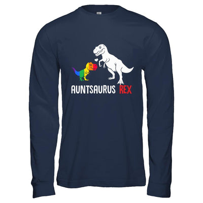 Aunt Saurus Auntsaurus T-Rex Dinosaur LGBT Support-T-Shirt & Hoodie-Long Sleeve T-Shirt-Navy