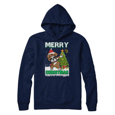 Cute Boxer Claus Merry Christmas Ugly Sweater-T-Shirt & Sweatshirt-Pullover Hoodie-Navy