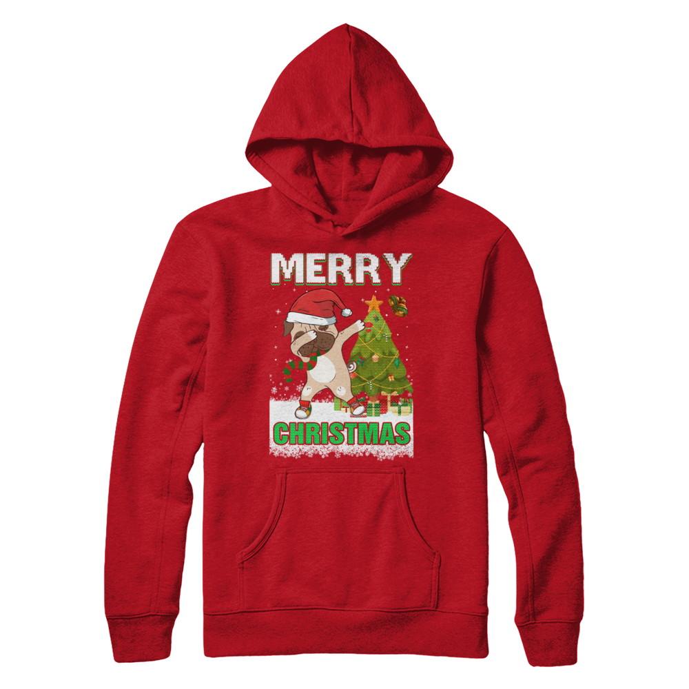 Cute Pug Claus Merry Christmas Ugly Sweater-T-Shirt & Sweatshirt-Pullover Hoodie-Red