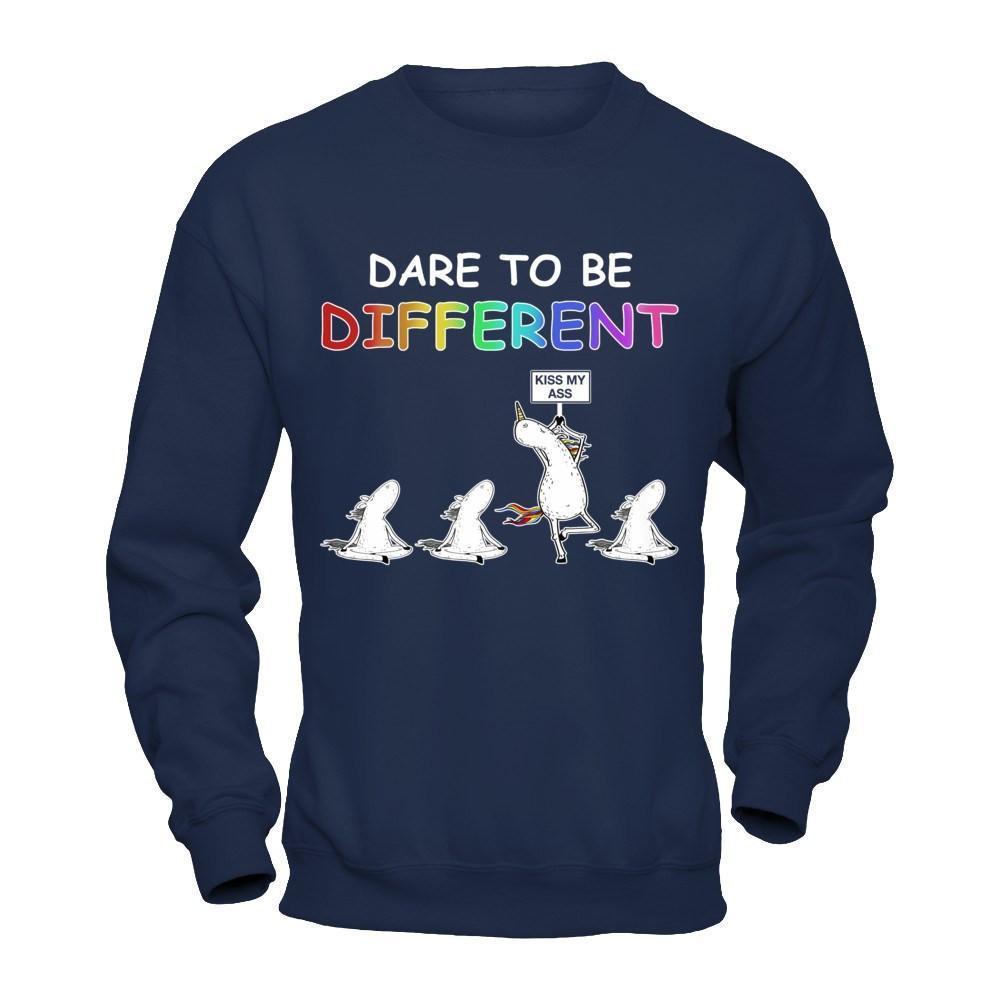 Rainbow Dare To Be Different-T-Shirt & Hoodie-Crewneck Sweatshirt-Navy