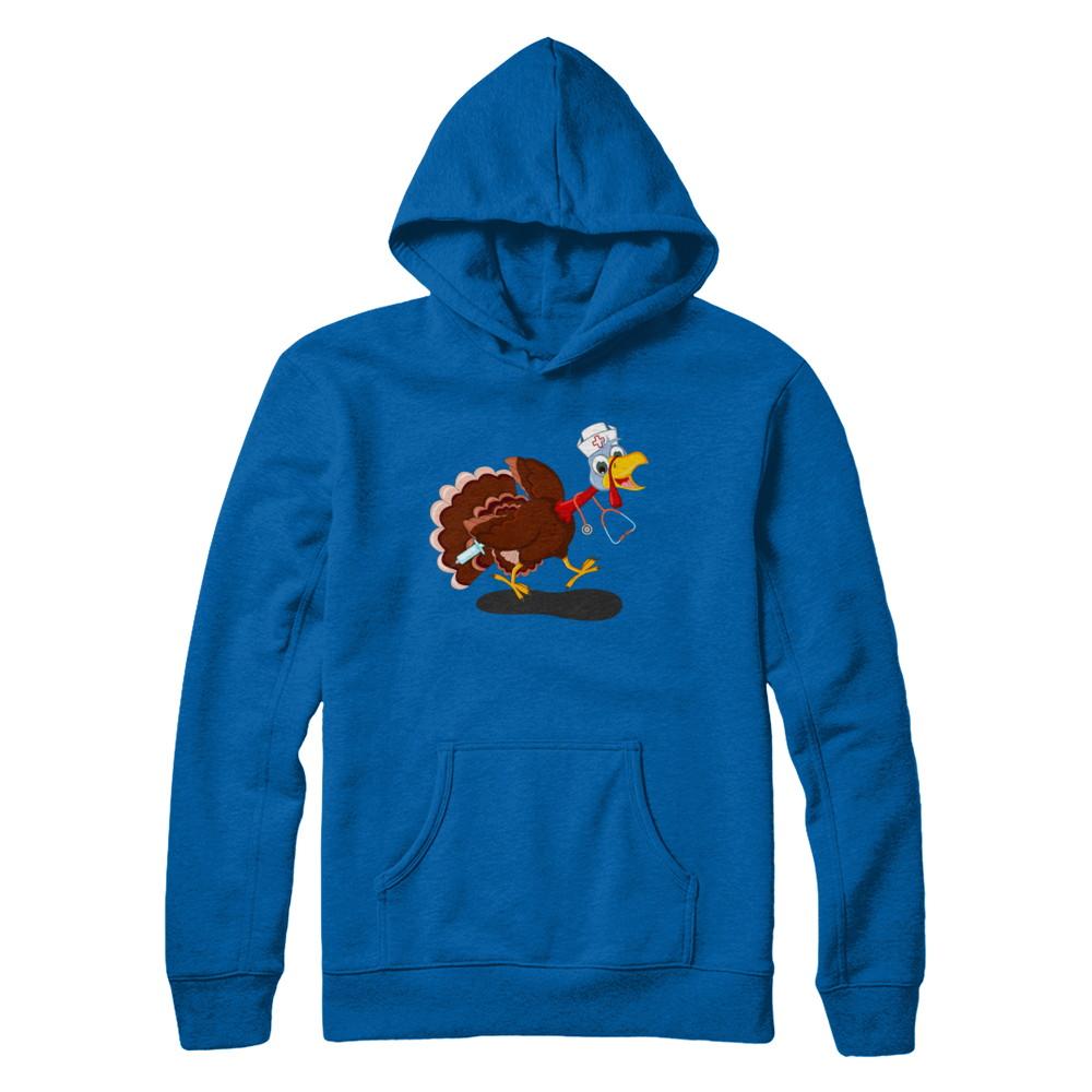 Nurse Turkey Funny Thanksgiving Day-T-Shirt & Hoodie-Pullover Hoodie-Royal