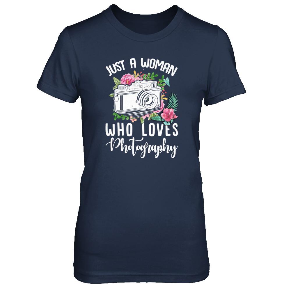 Just A Woman Who Loves Photography Photographer-T-Shirt & Tank Top-Women's T-Shirt-Navy