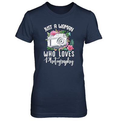 Just A Woman Who Loves Photography Photographer-T-Shirt & Tank Top-Women's T-Shirt-Navy