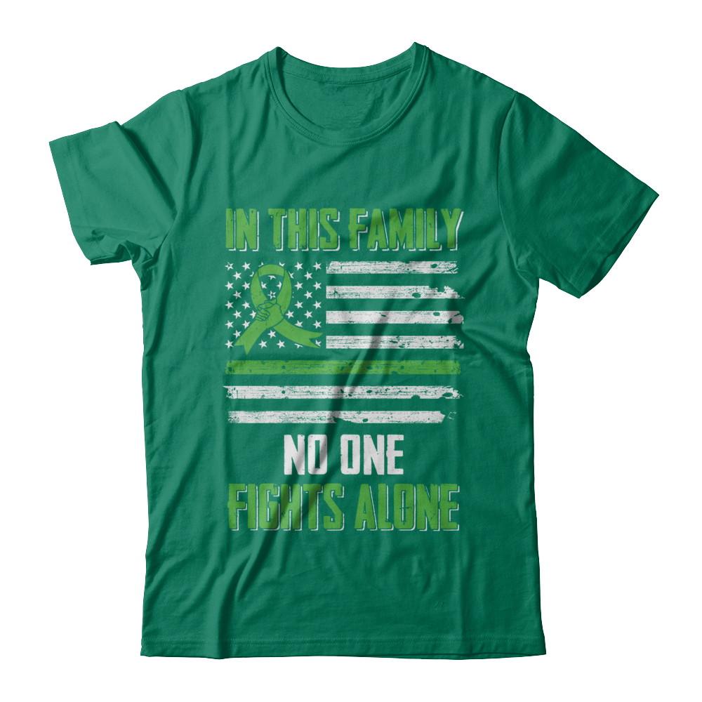 In This Family No One Fights Alone Liver Cancer Green-T-Shirt & Hoodie-Classic T-Shirt-Kelly Green