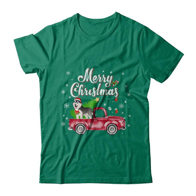 Husky Retriever Rides Red Truck Christmas Pajama-T-Shirt & Sweatshirt-Classic T-Shirt-Kelly Green
