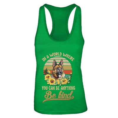 In A World Where You Can Be Anything Be Kind German Shepherd Sunflow-T-Shirt & Tank Top-Women's Ideal Racerback Tank-Kelly Green