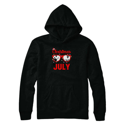 July In Christmas Santa Hat Sunglasses Summer Vacation-T-Shirt & Tank Top-Pullover Hoodie-Black
