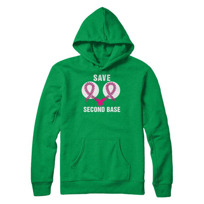 Save The Second Base Breast Cancer Awareness Baseball-T-Shirt & Hoodie-Pullover Hoodie-Irish Green