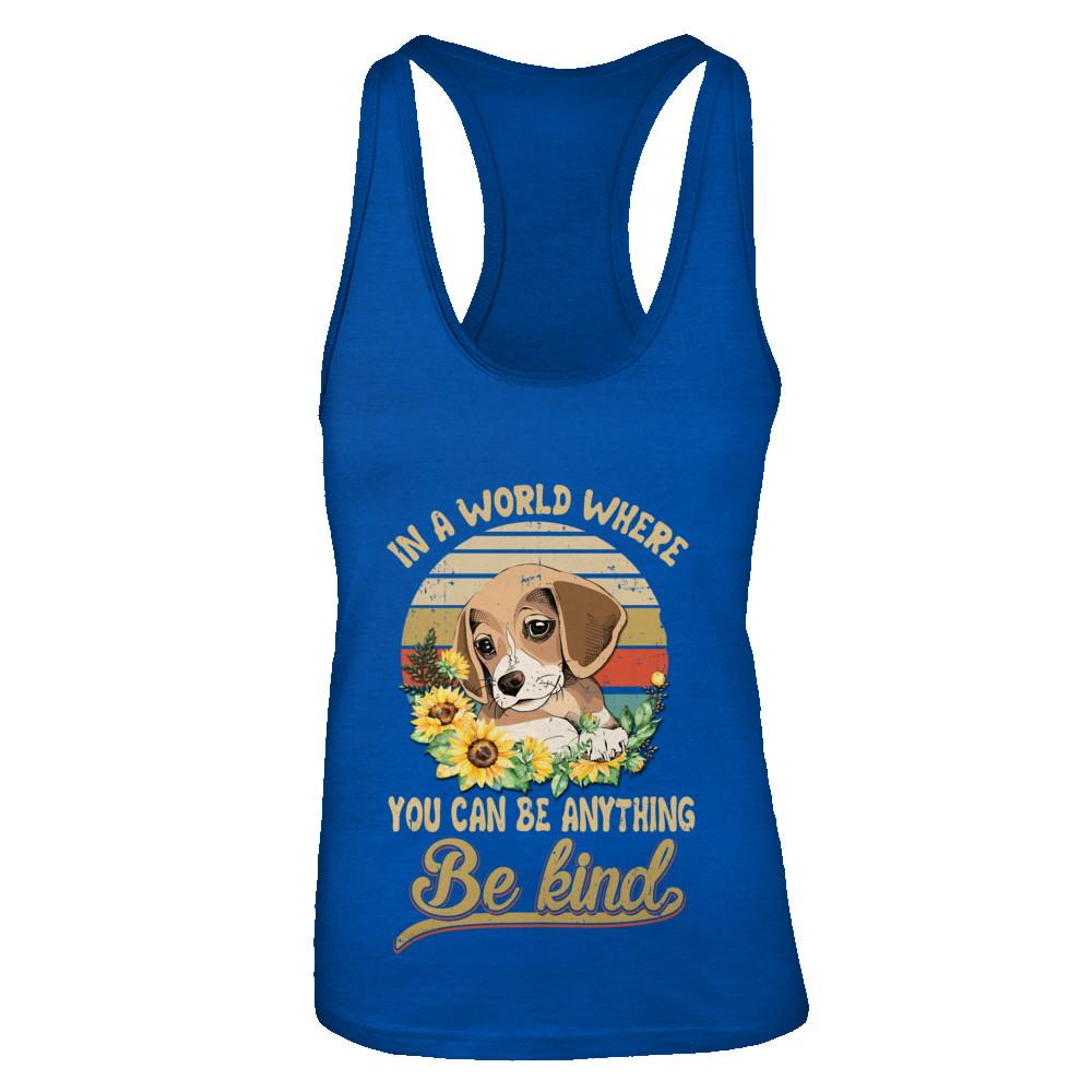 In A World Where You Can Be Anything Be Kind Beagle Sunflow-T-Shirt & Tank Top-Women's Ideal Racerback Tank-Royal