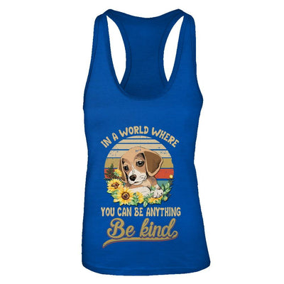 In A World Where You Can Be Anything Be Kind Beagle Sunflow-T-Shirt & Tank Top-Women's Ideal Racerback Tank-Royal