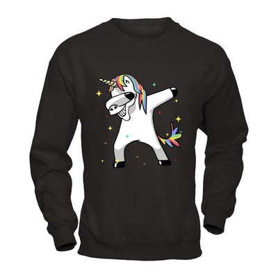 Funny Unicorn Dabbing-T-Shirt & Hoodie-Crewneck Sweatshirt-Black