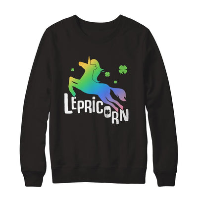 Lepricorn Funny St. Patrick's Day Unicorn Leprechaun-T-Shirt & Hoodie-Crewneck Sweatshirt-Black