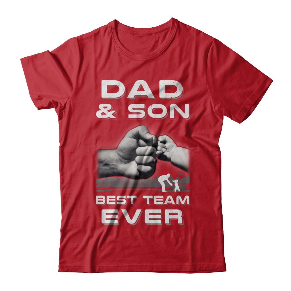 Dad And Son Best Team Ever Fathers Day-T-Shirt & Hoodie-Classic T-Shirt-Red
