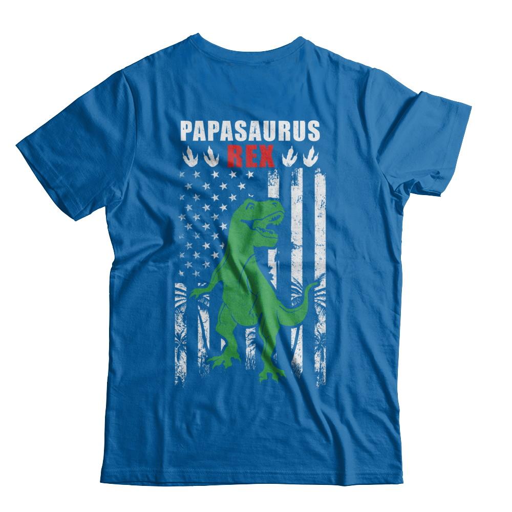 PapaSaurus Papa Dinosaur Rex American Flag Fathers Day-T-Shirt & Hoodie-Classic T-Shirt-Royal