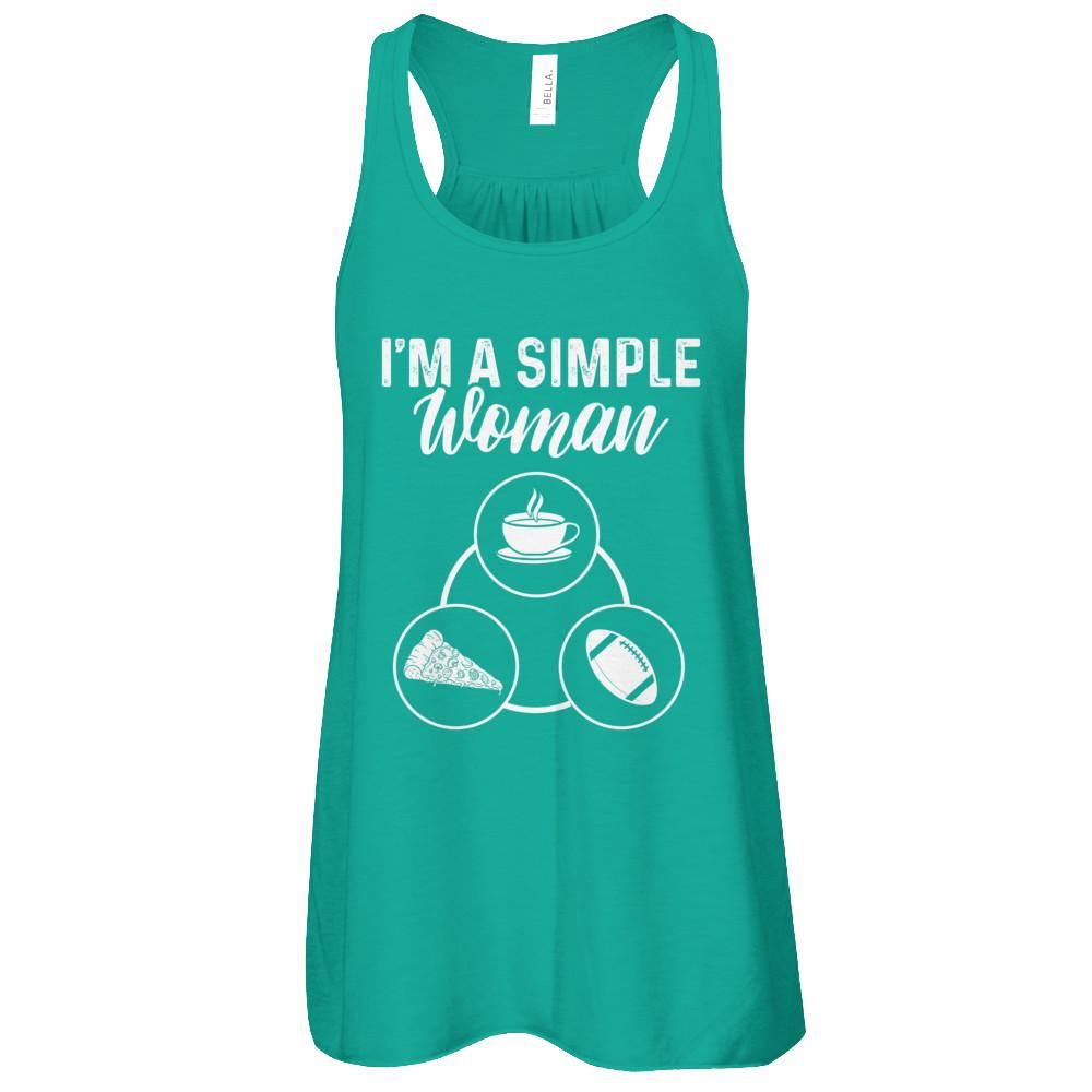 I'm A Simple Woman Coffee Pizza Football-T-Shirt & Tank Top-Women's Flowy Racerback Tank-Kelly