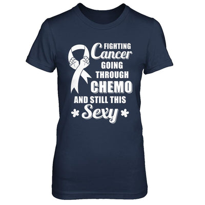 Fighting Cancer Chemo And Still This Sexy Clear Awareness-T-Shirt & Hoodie-Women's T-Shirt-Navy