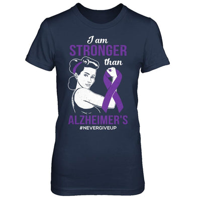 I Am Stronger Than Alzheimer's Awareness Support-T-Shirt & Hoodie-Women's T-Shirt-Navy