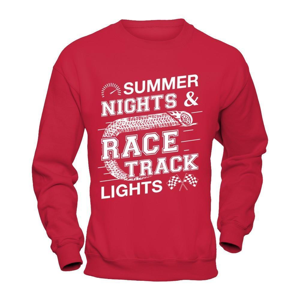 Summer Nights Race Track Lights-T-Shirt & Hoodie-Crewneck Sweatshirt-Red