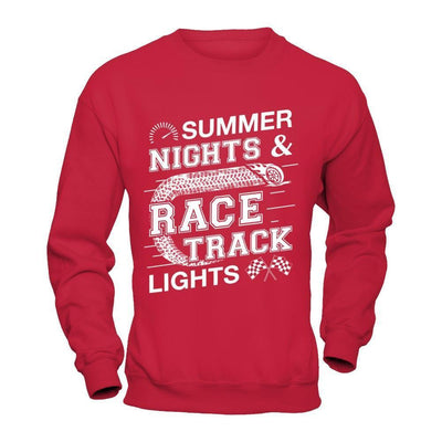 Summer Nights Race Track Lights-T-Shirt & Hoodie-Crewneck Sweatshirt-Red