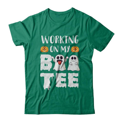 Working On My Boo Tee Funny Ghost Halloween-T-Shirt & Hoodie-Classic T-Shirt-Kelly Green