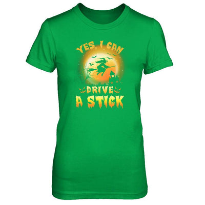 Yes I Can Drive A Stick Broom Funny Halloween Witch-T-Shirt & Tank Top-Women's T-Shirt-Irish Green